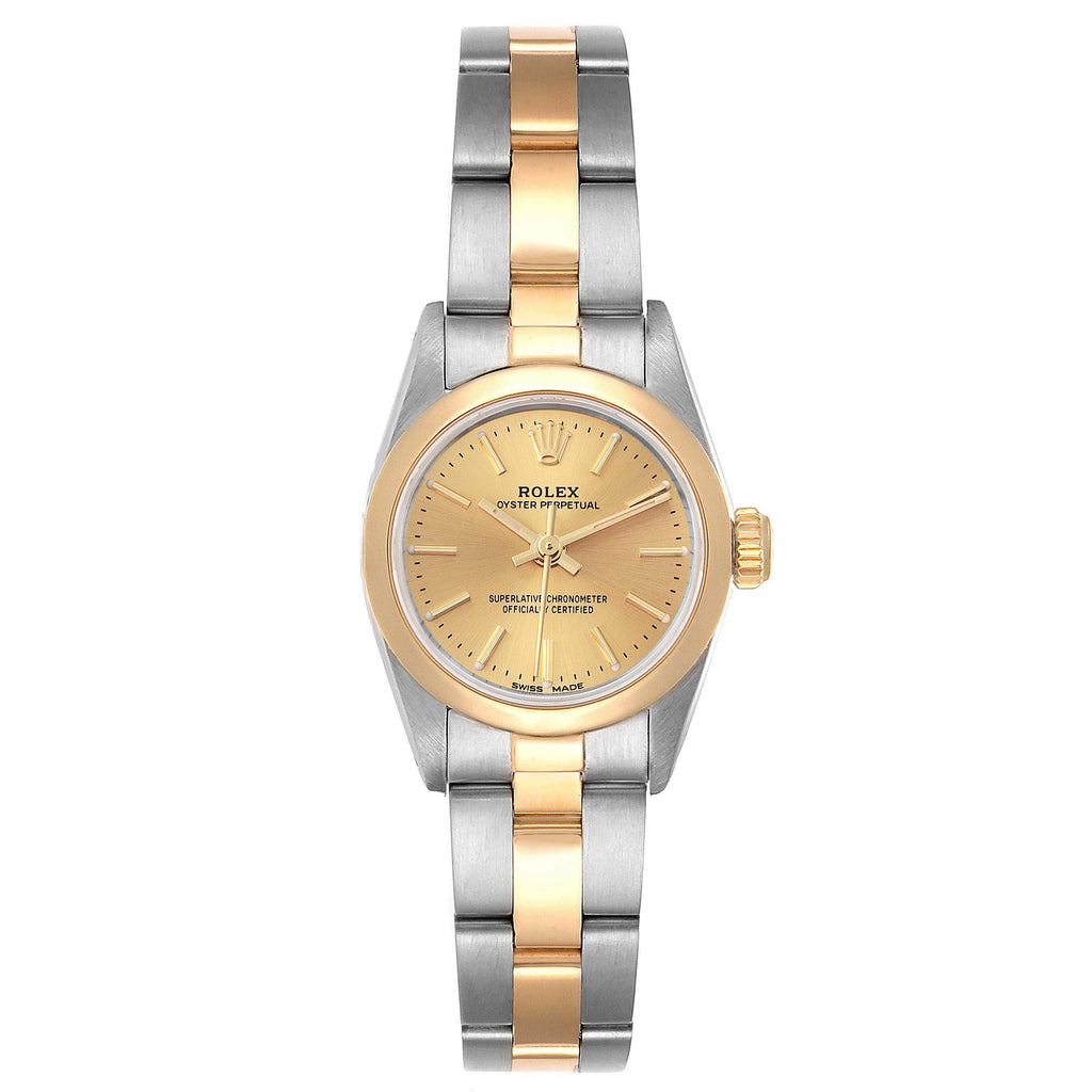 Rolex Oyster Perpetual Steel Yellow Gold Ladies Watch 67183 Box Papers