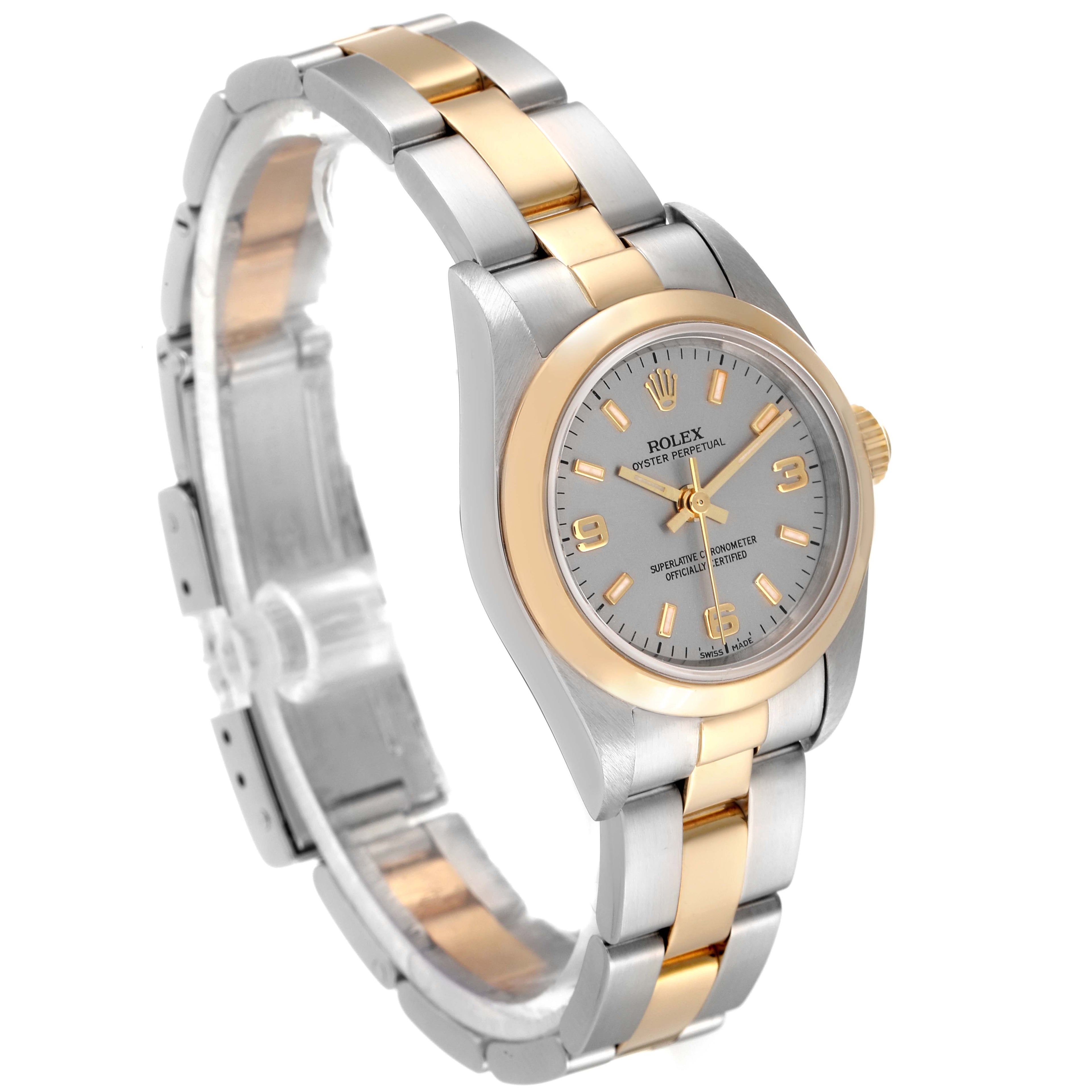 Rolex Oyster Perpetual Nondate Steel Yellow Gold Ladies Watch 76183 Box Papers
