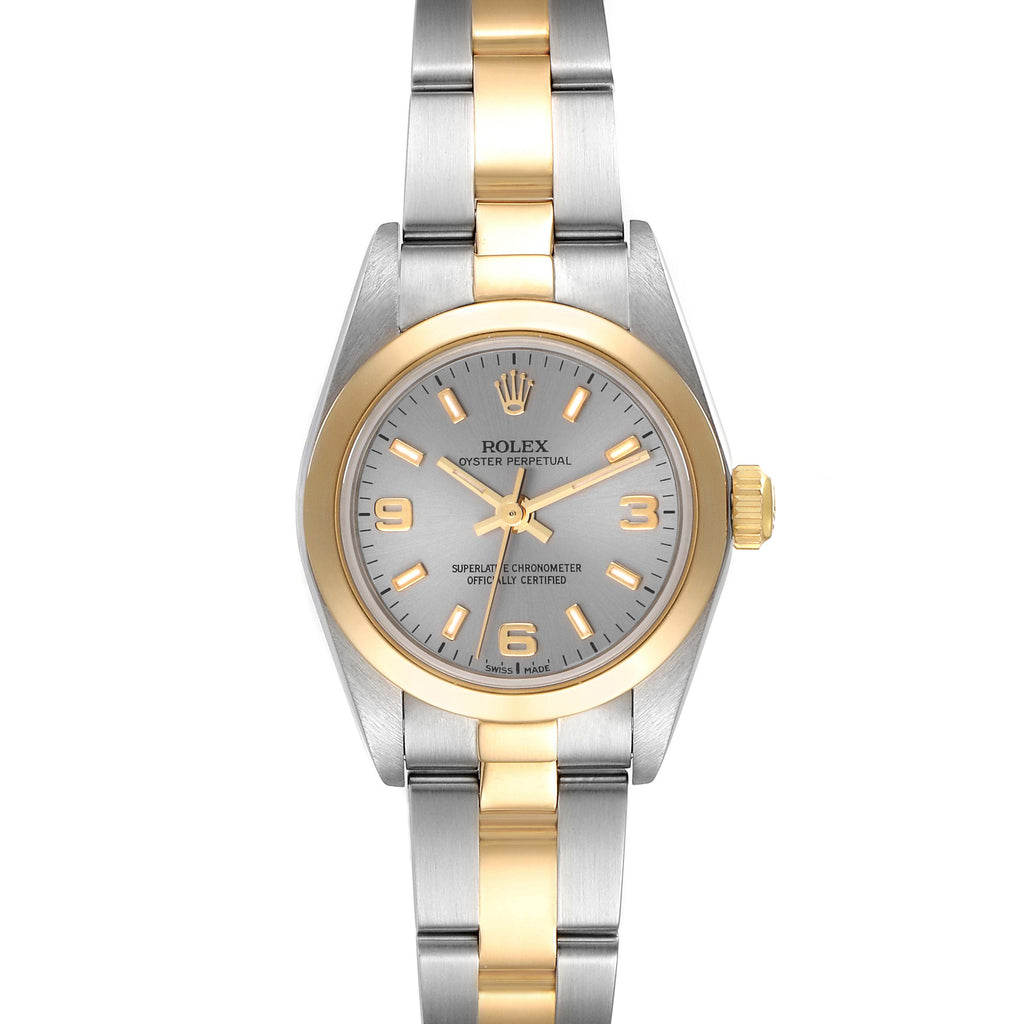 Rolex Oyster Perpetual Nondate Steel Yellow Gold Ladies Watch 76183 Box Papers
