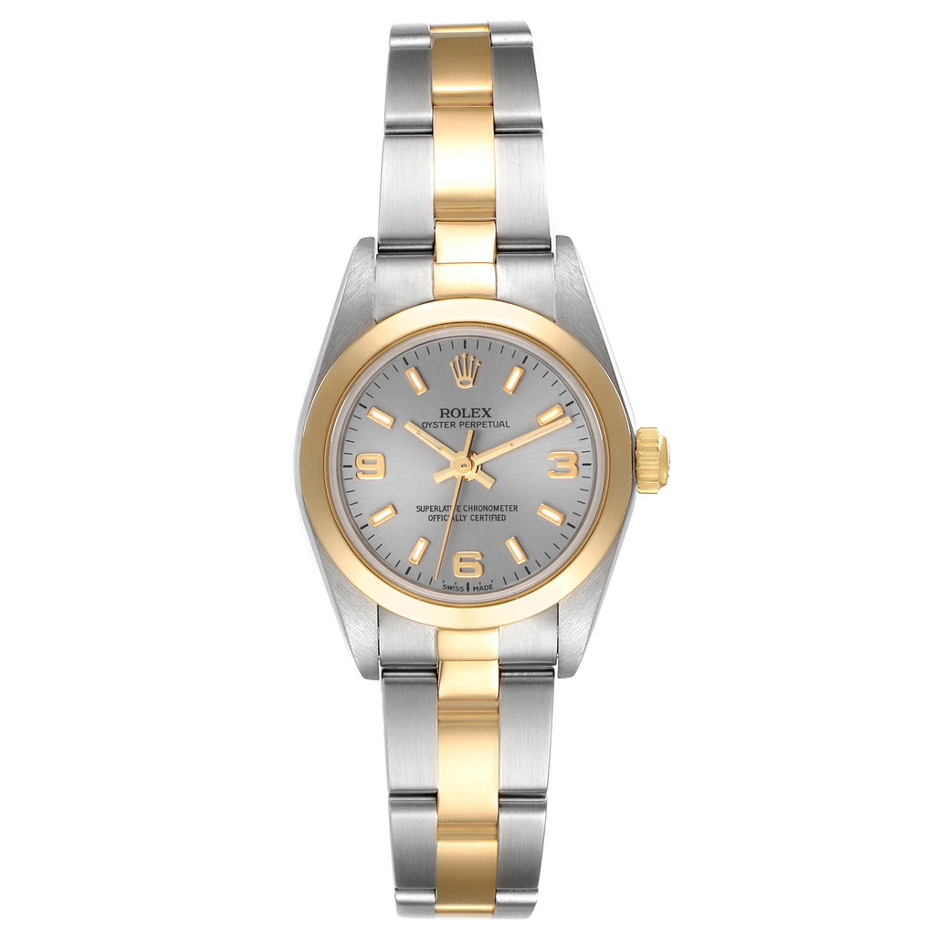 Rolex Oyster Perpetual Nondate Steel Yellow Gold Ladies Watch 76183 Box Papers