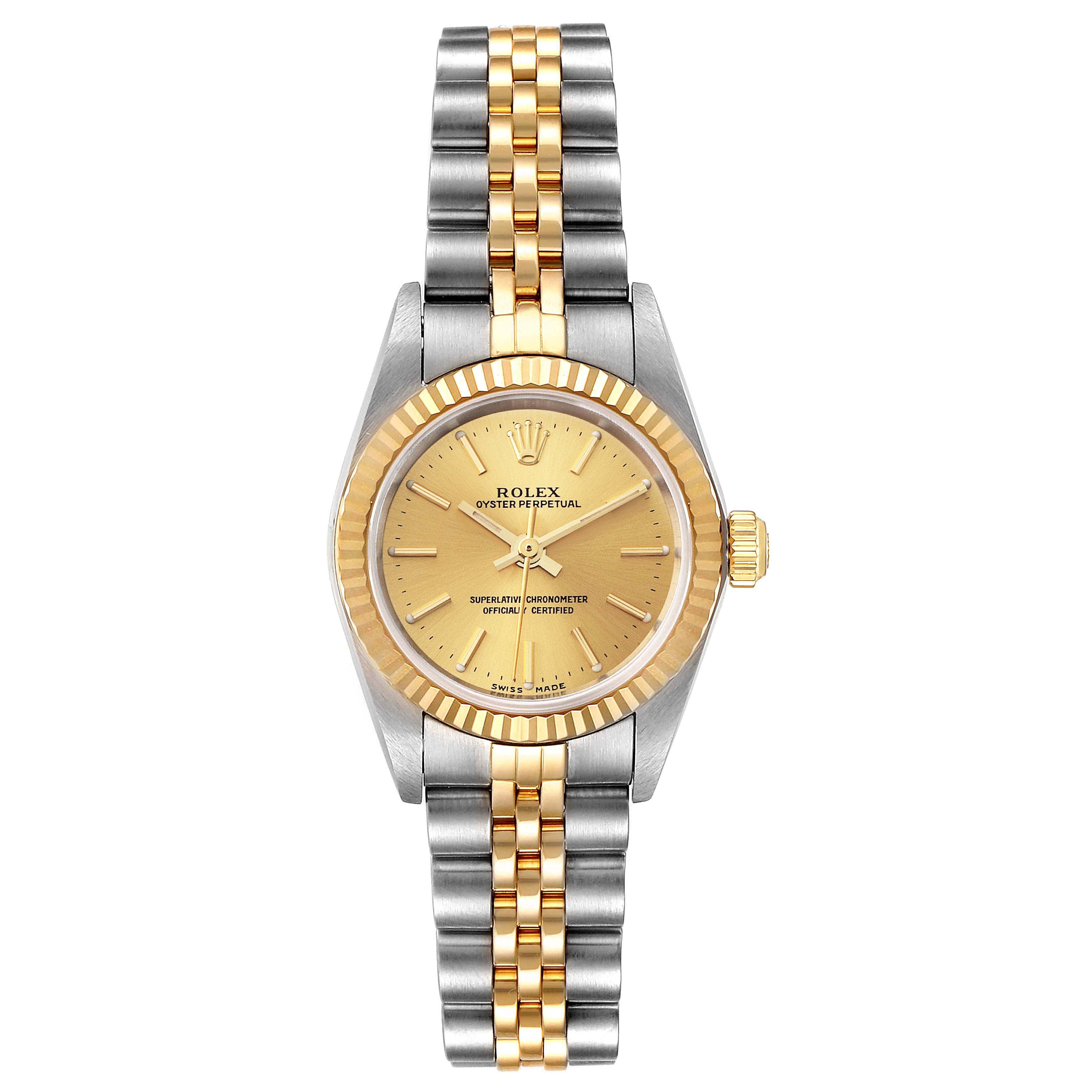 Rolex Oyster Perpetual NonDate Steel Yellow Gold Ladies Watch 76193