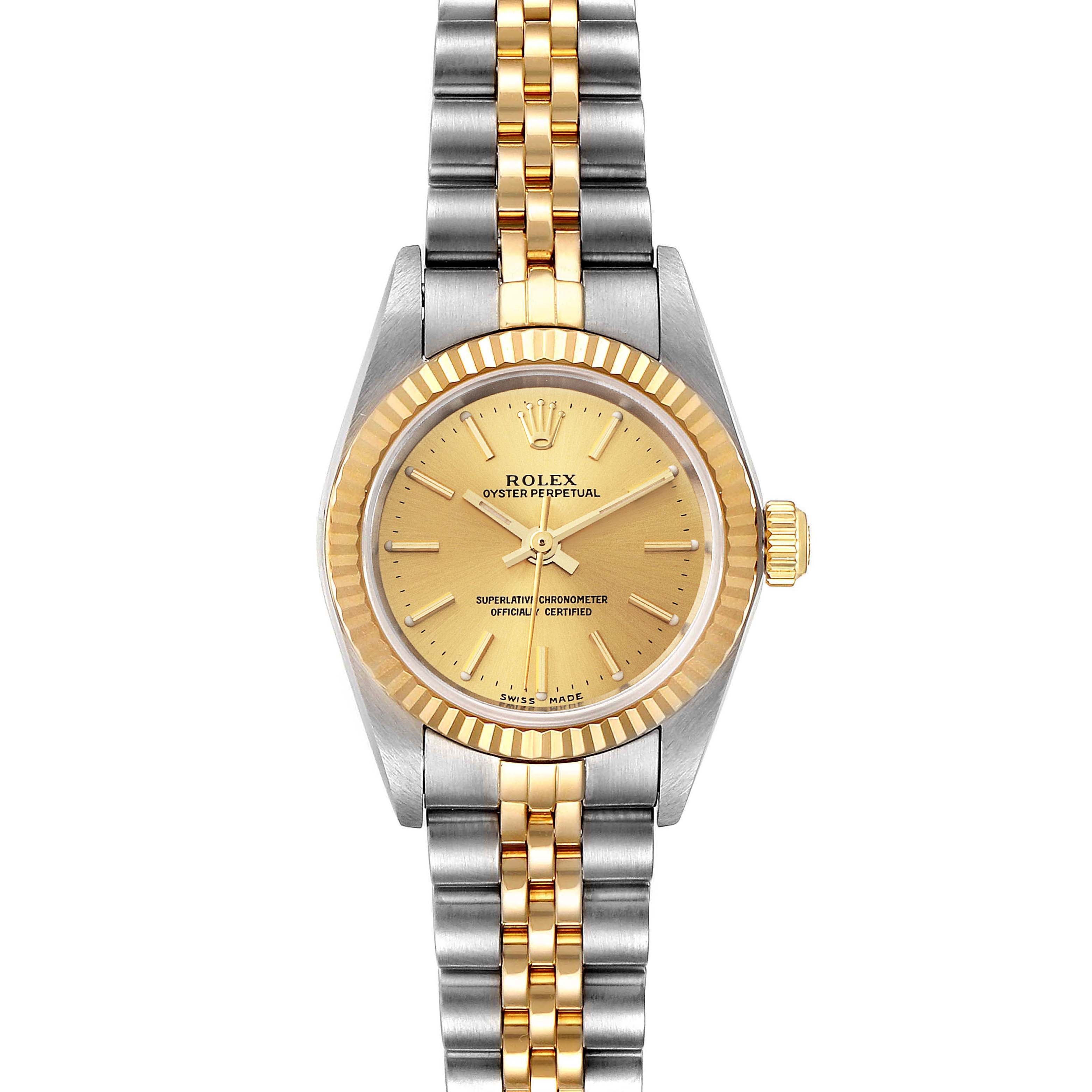 Rolex Oyster Perpetual NonDate Steel Yellow Gold Ladies Watch 76193