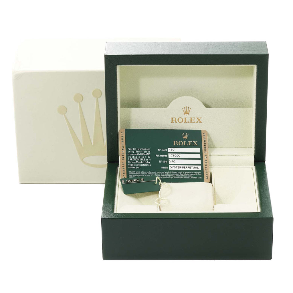 Rolex Oyster Perpetual Nondate White Dial Ladies Watch 176200 Box Card