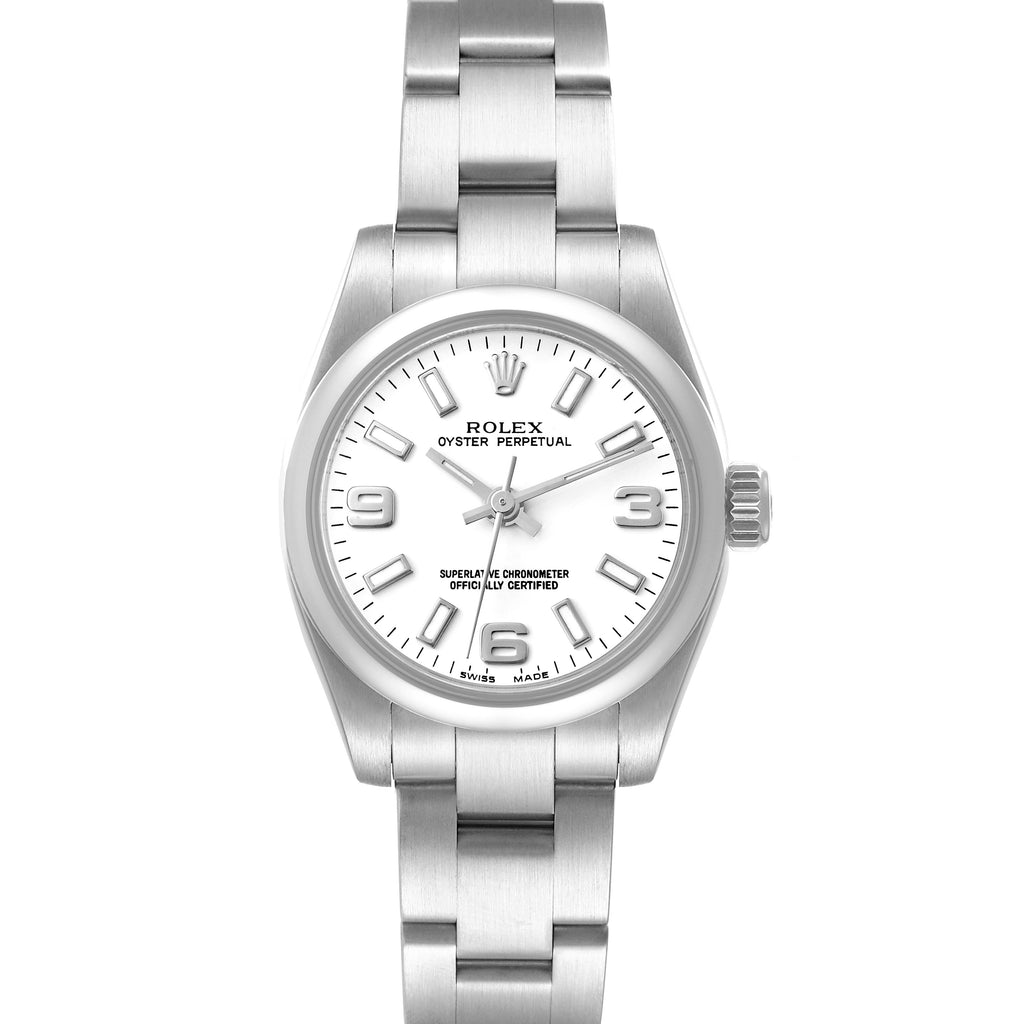 Rolex Oyster Perpetual Nondate White Dial Ladies Watch 176200 Box Card