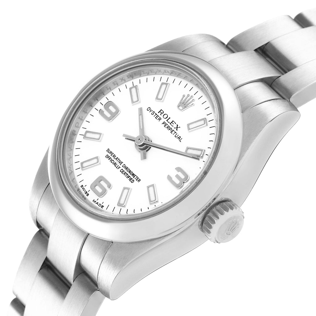 Rolex Oyster Perpetual Nondate White Dial Ladies Watch 176200 Box Card