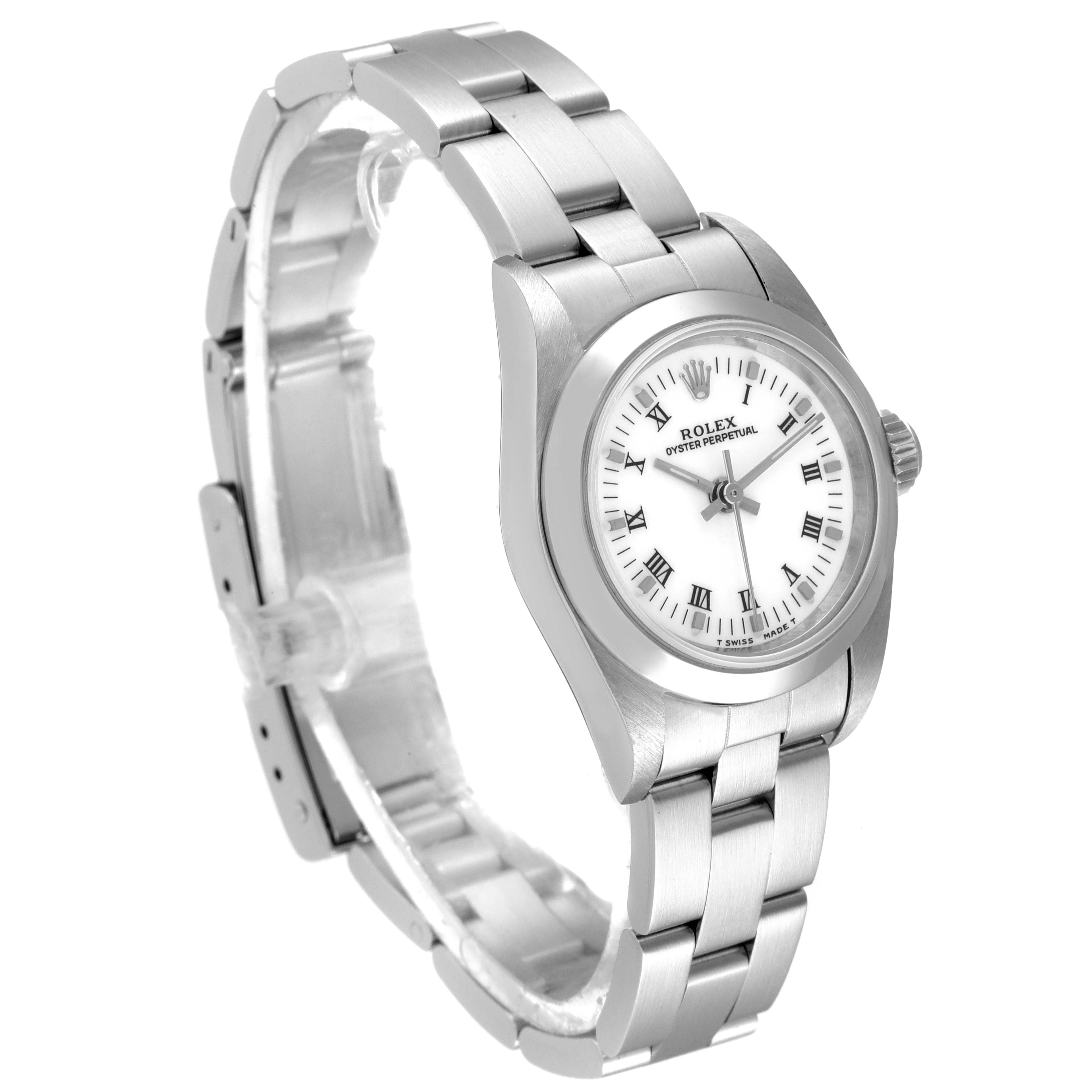 Rolex Oyster Perpetual Nondate White Dial Steel Ladies Watch 67180 Box Papers