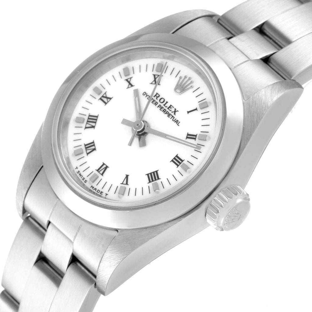 Rolex Oyster Perpetual Nondate White Dial Steel Ladies Watch 67180 Box Papers
