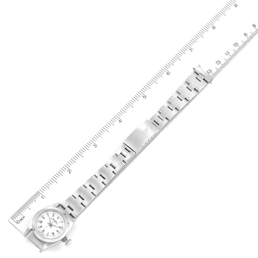 Rolex Oyster Perpetual Nondate White Dial Steel Ladies Watch 67180 Box Papers