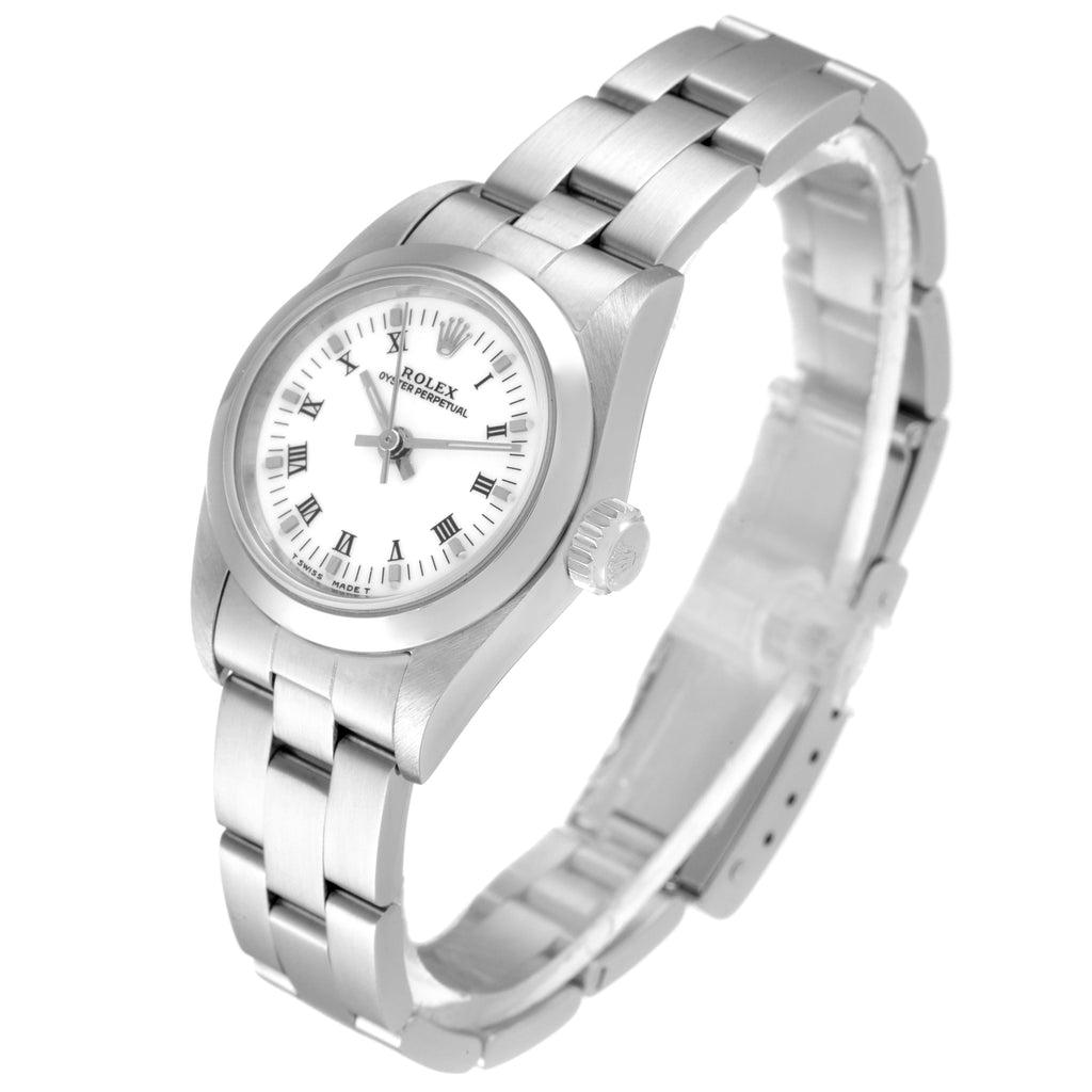 Rolex Oyster Perpetual Nondate White Dial Steel Ladies Watch 67180 Box Papers