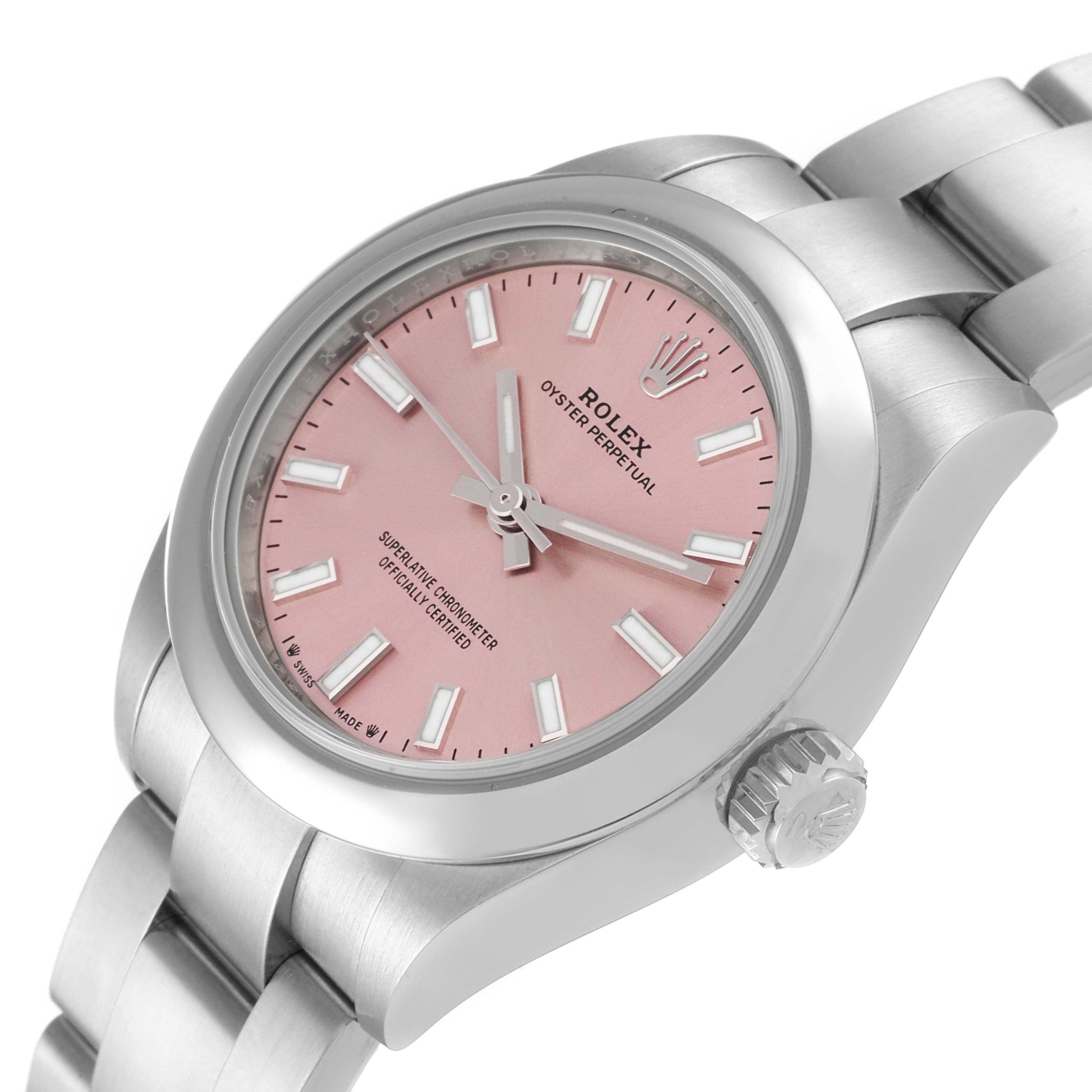 Rolex Oyster Perpetual Pink Dial Steel Ladies Watch 276200 Unworn