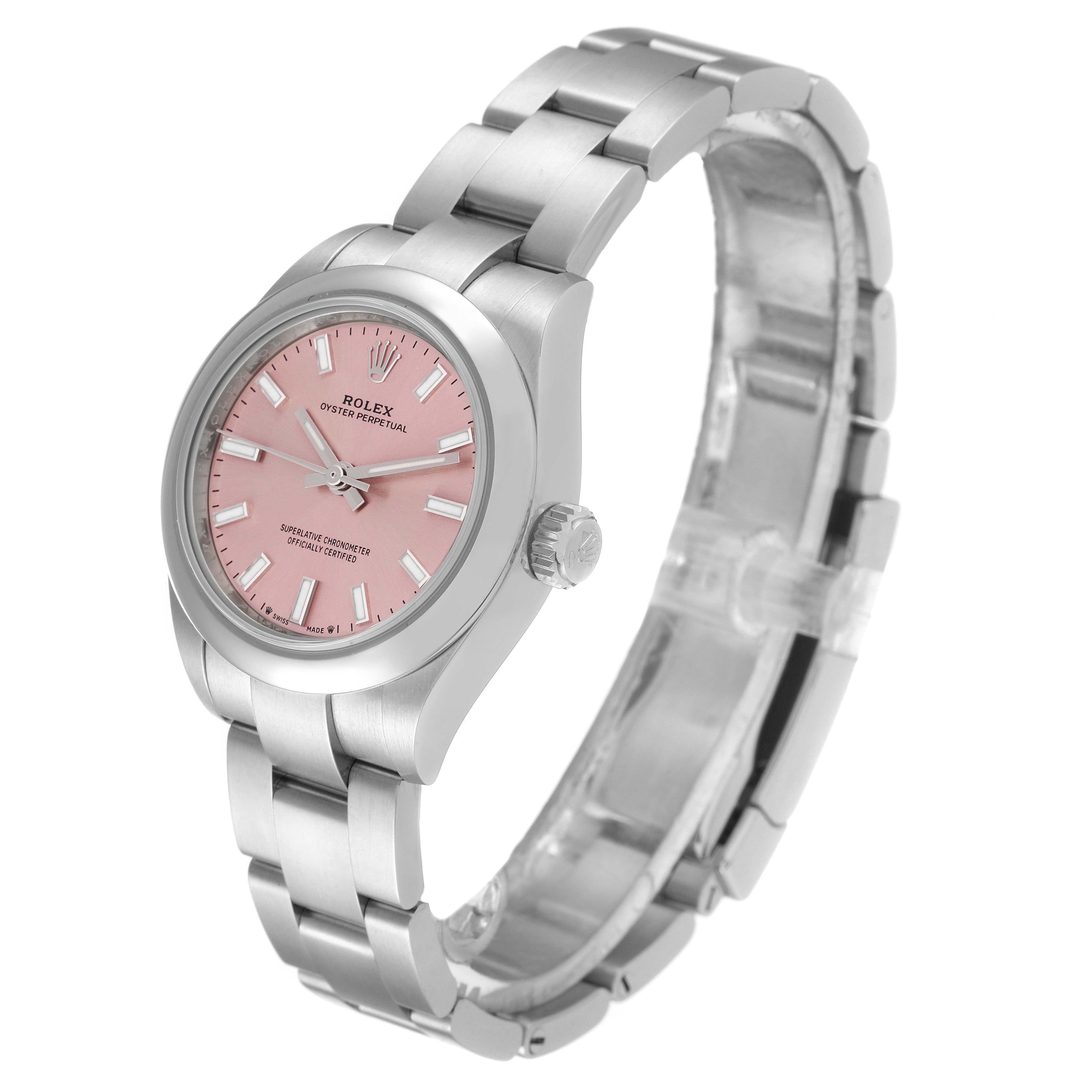 Rolex Oyster Perpetual Pink Dial Steel Ladies Watch 276200 Unworn