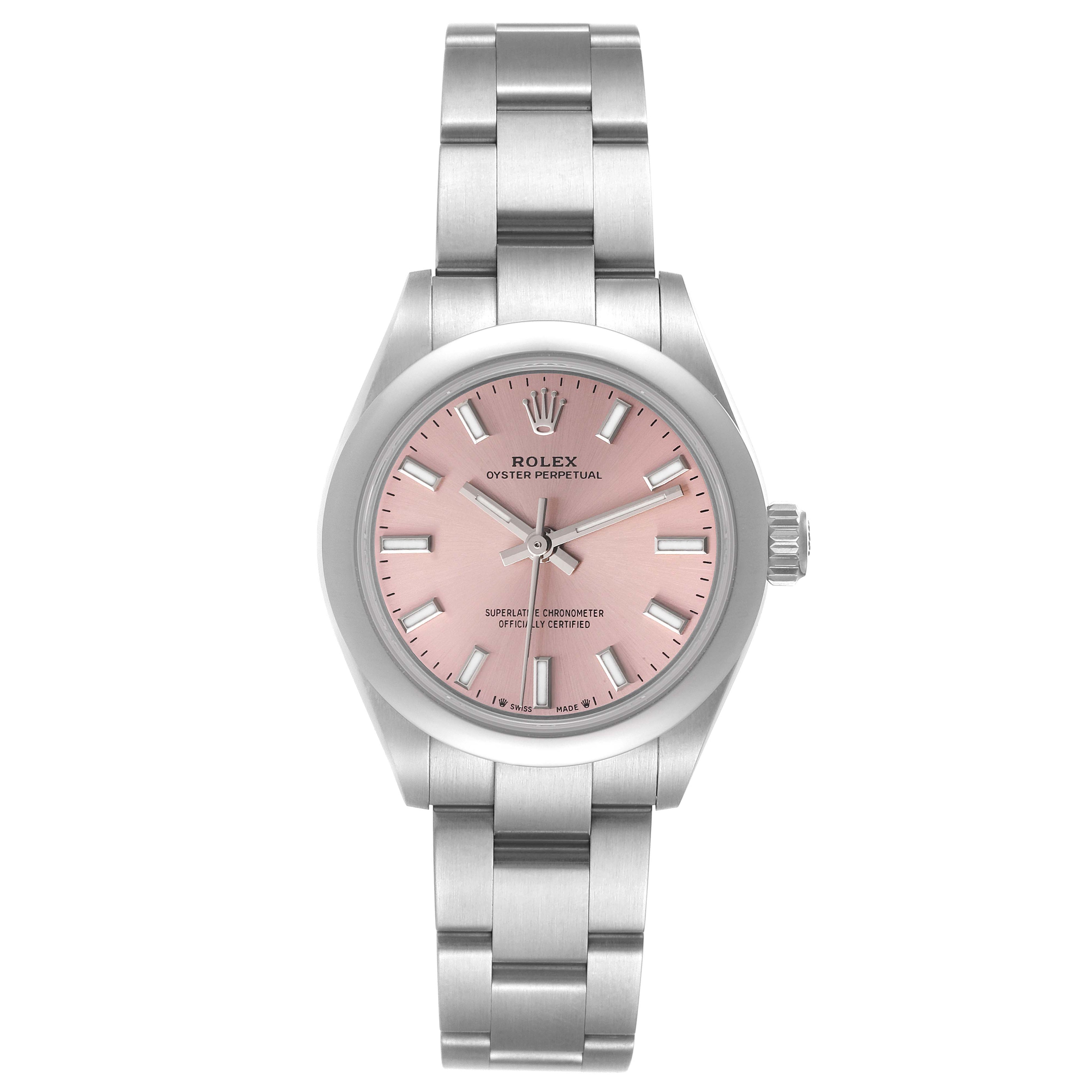 Rolex Oyster Perpetual Pink Dial Steel Ladies Watch 276200 Unworn