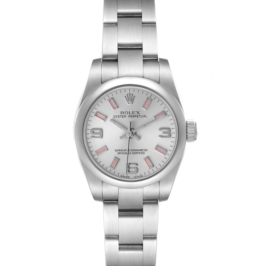 Rolex Oyster Perpetual Pink Luminous Markers Steel Ladies Watch 176200