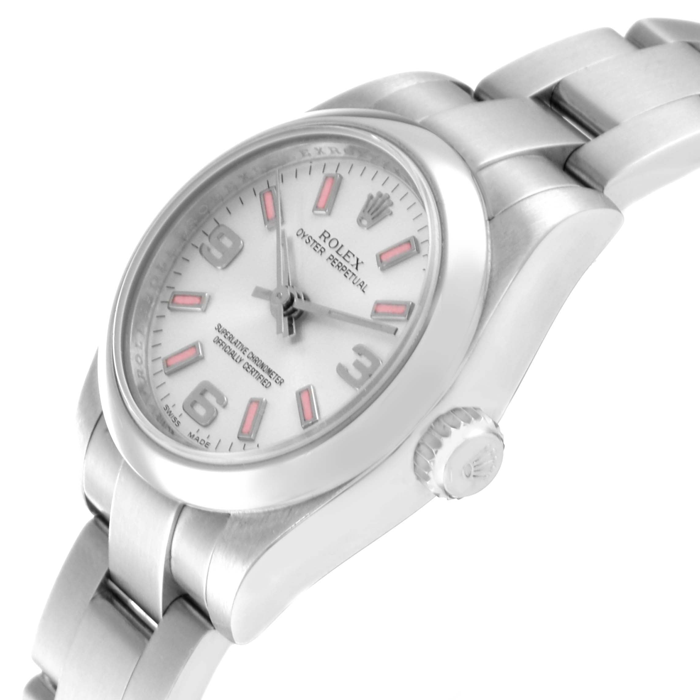 Rolex Oyster Perpetual Pink Luminous Markers Steel Ladies Watch 176200