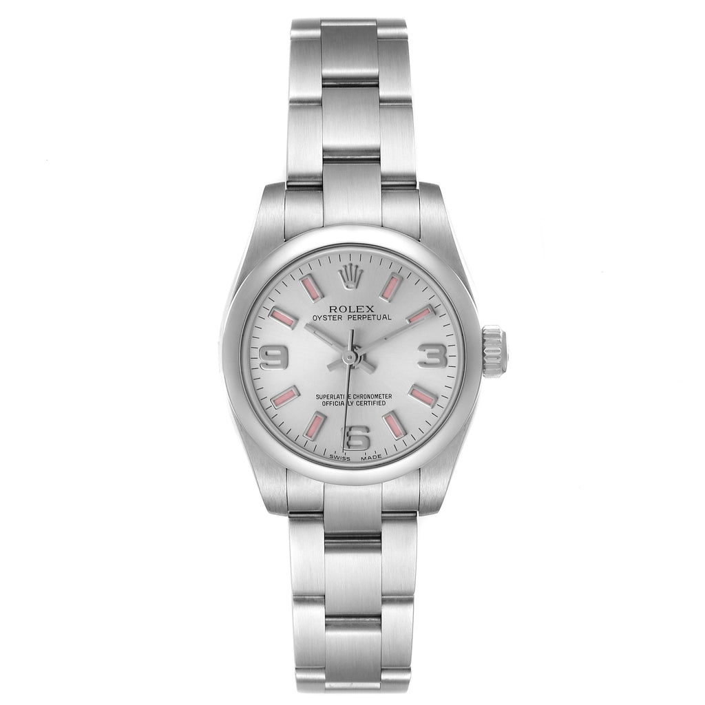 Rolex Oyster Perpetual Pink Luminous Markers Steel Ladies Watch 176200