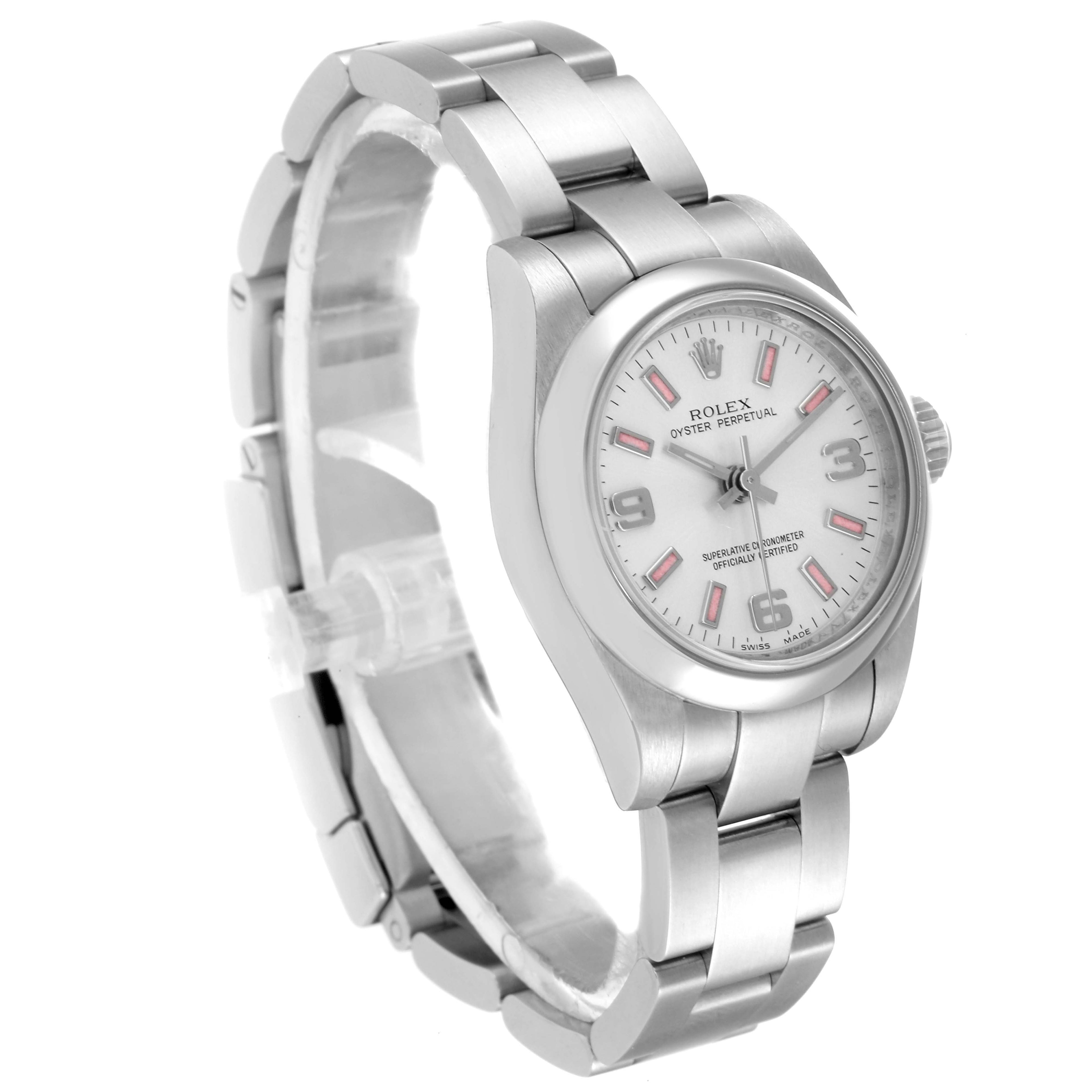 Rolex Oyster Perpetual Pink Luminous Markers Steel Ladies Watch 176200