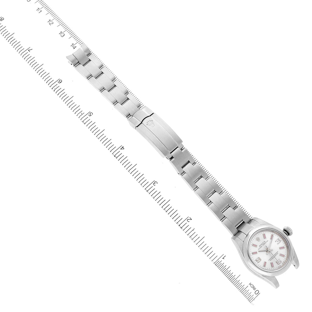 Rolex Oyster Perpetual Pink Luminous Markers Steel Ladies Watch 176200