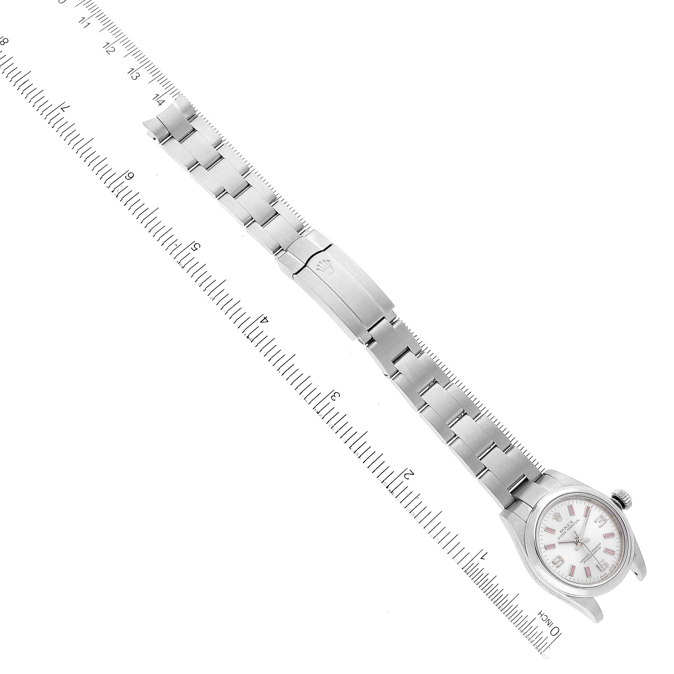 Rolex Oyster Perpetual Pink Luminous Markers Steel Ladies Watch 176200