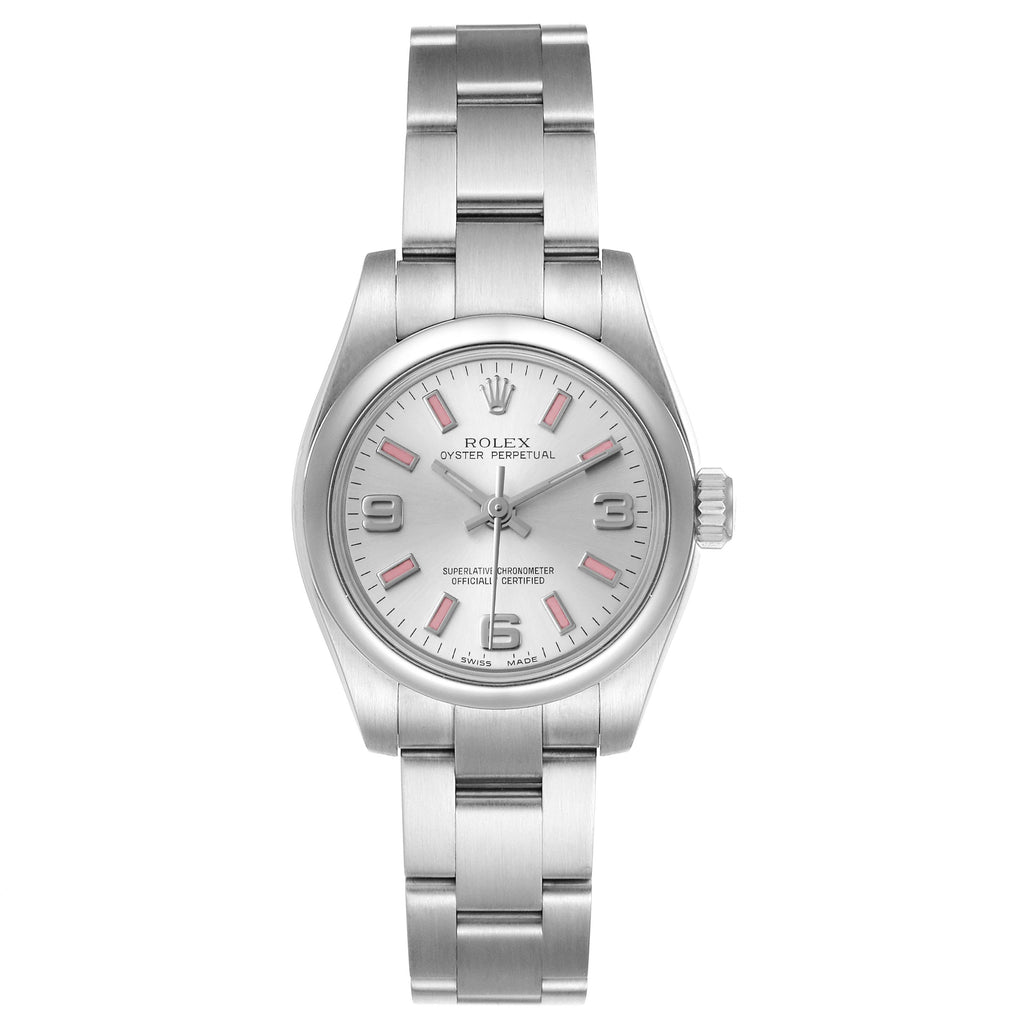 Rolex Oyster Perpetual Pink Luminous Markers Ladies Watch 176200 Box Card