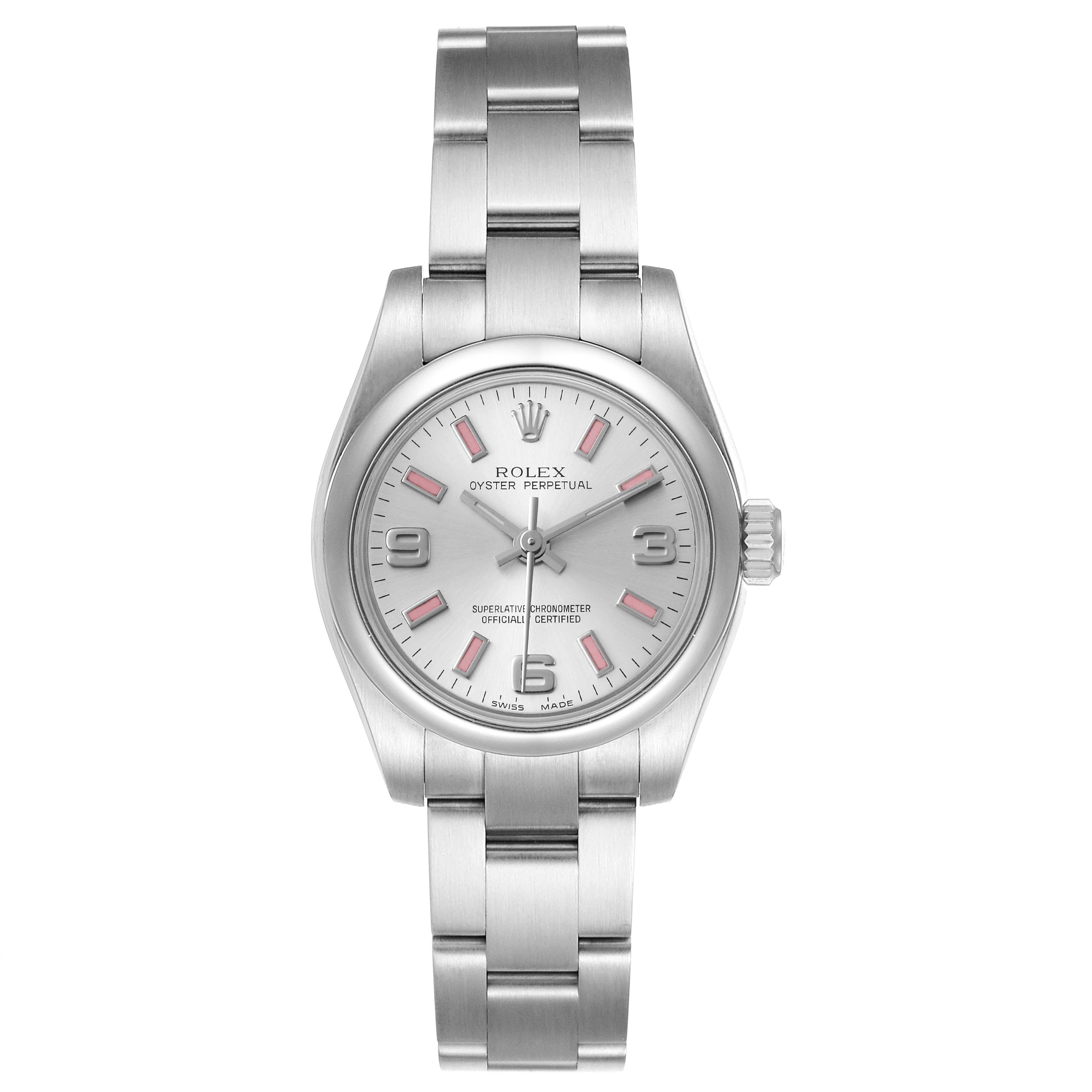 Rolex Oyster Perpetual Pink Luminous Markers Ladies Watch 176200 Box Card