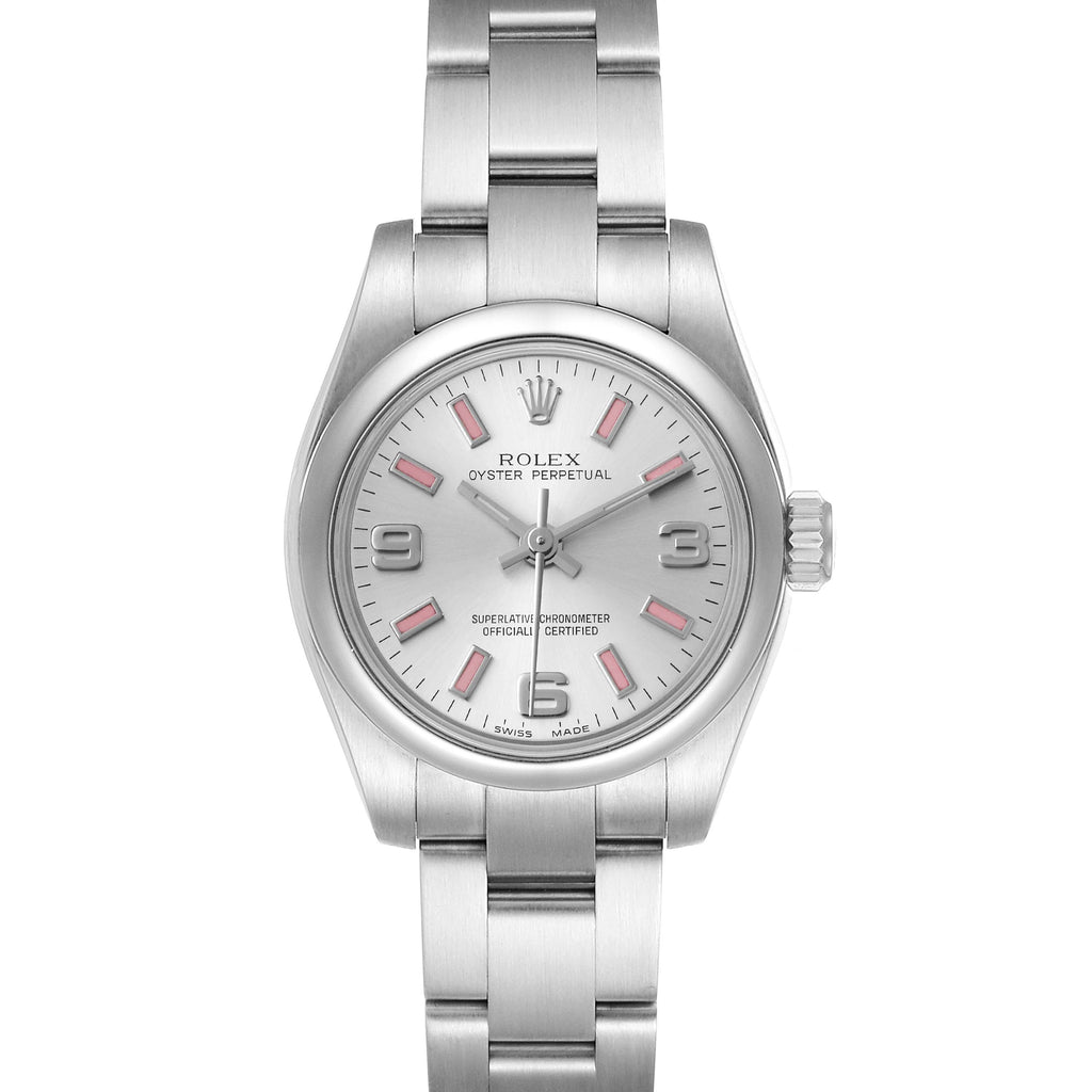 Rolex Oyster Perpetual Pink Luminous Markers Ladies Watch 176200 Box Card