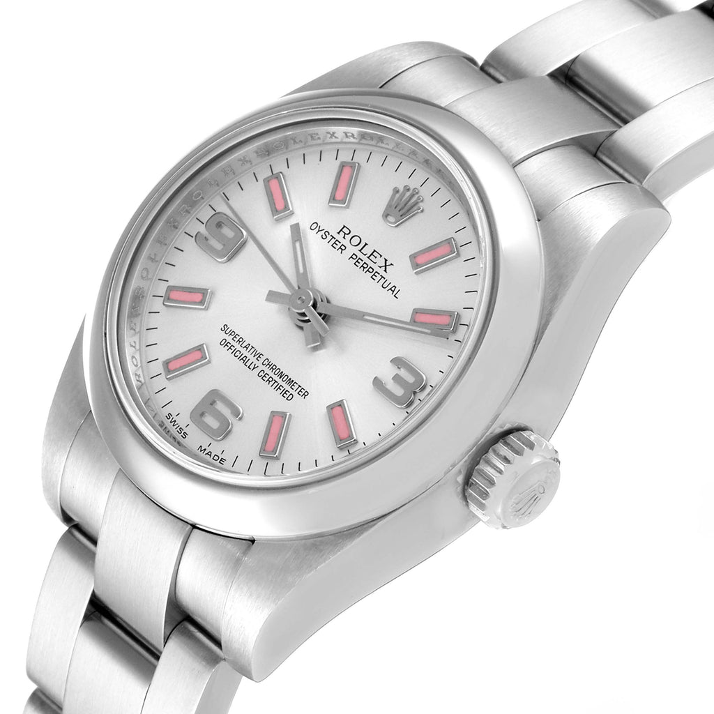 Rolex Oyster Perpetual Pink Luminous Markers Ladies Watch 176200 Box Card