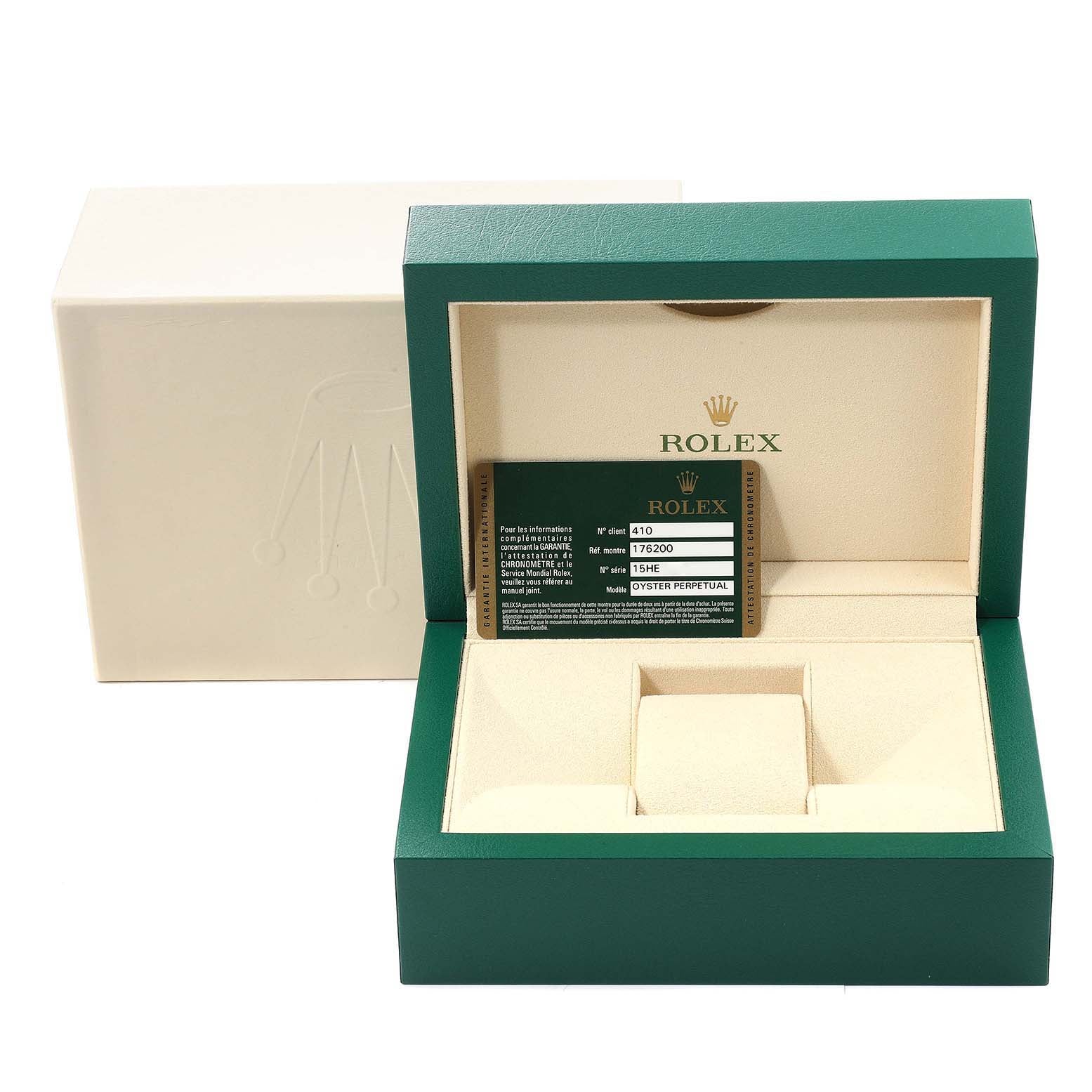 Rolex Oyster Perpetual Pink Luminous Markers Steel Ladies Watch 176200 Box Card