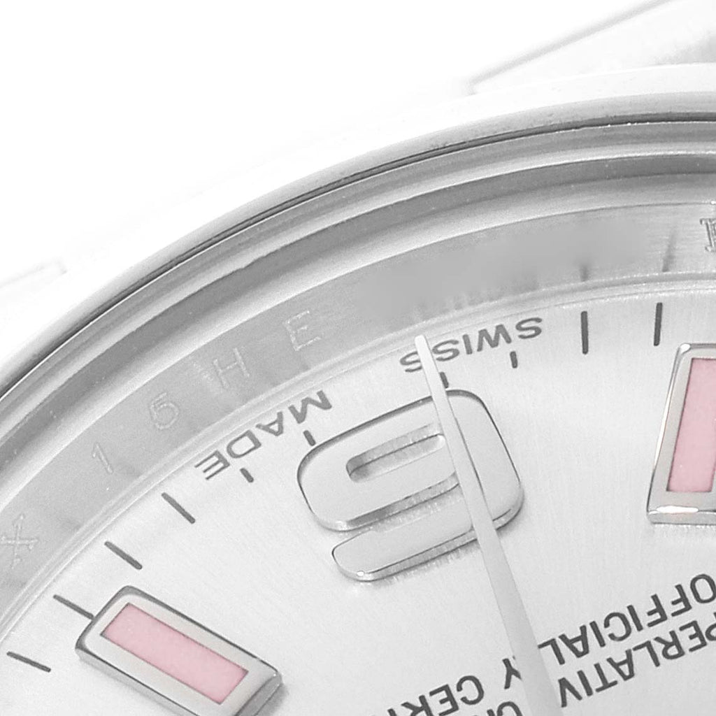 Rolex Oyster Perpetual Pink Luminous Markers Steel Ladies Watch 176200 Box Card