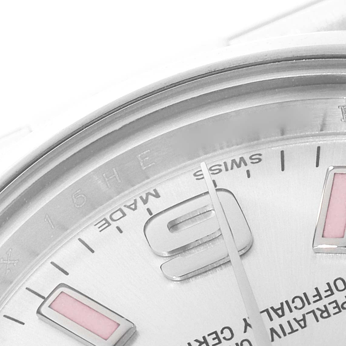Rolex Oyster Perpetual Pink Luminous Markers Steel Ladies Watch 176200 Box Card