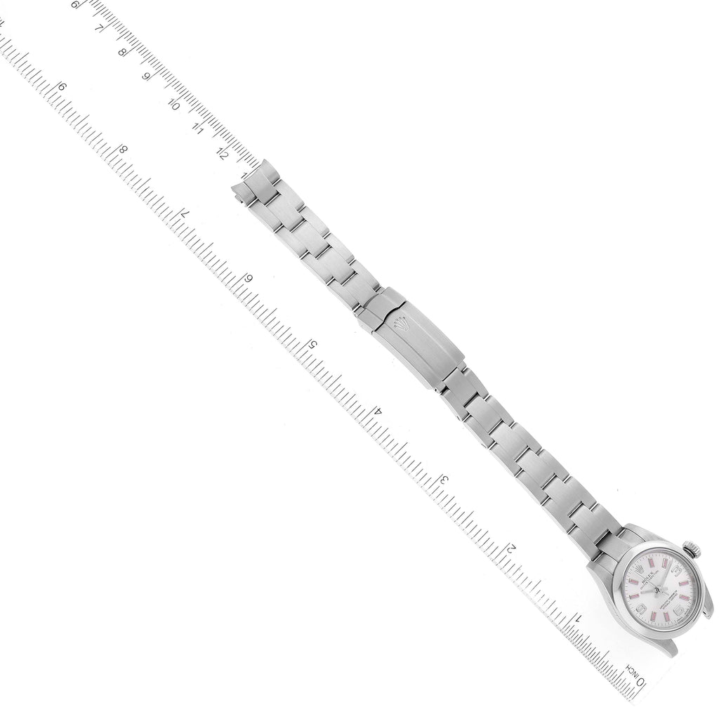Rolex Oyster Perpetual Pink Luminous Markers Steel Ladies Watch 176200 Box Card