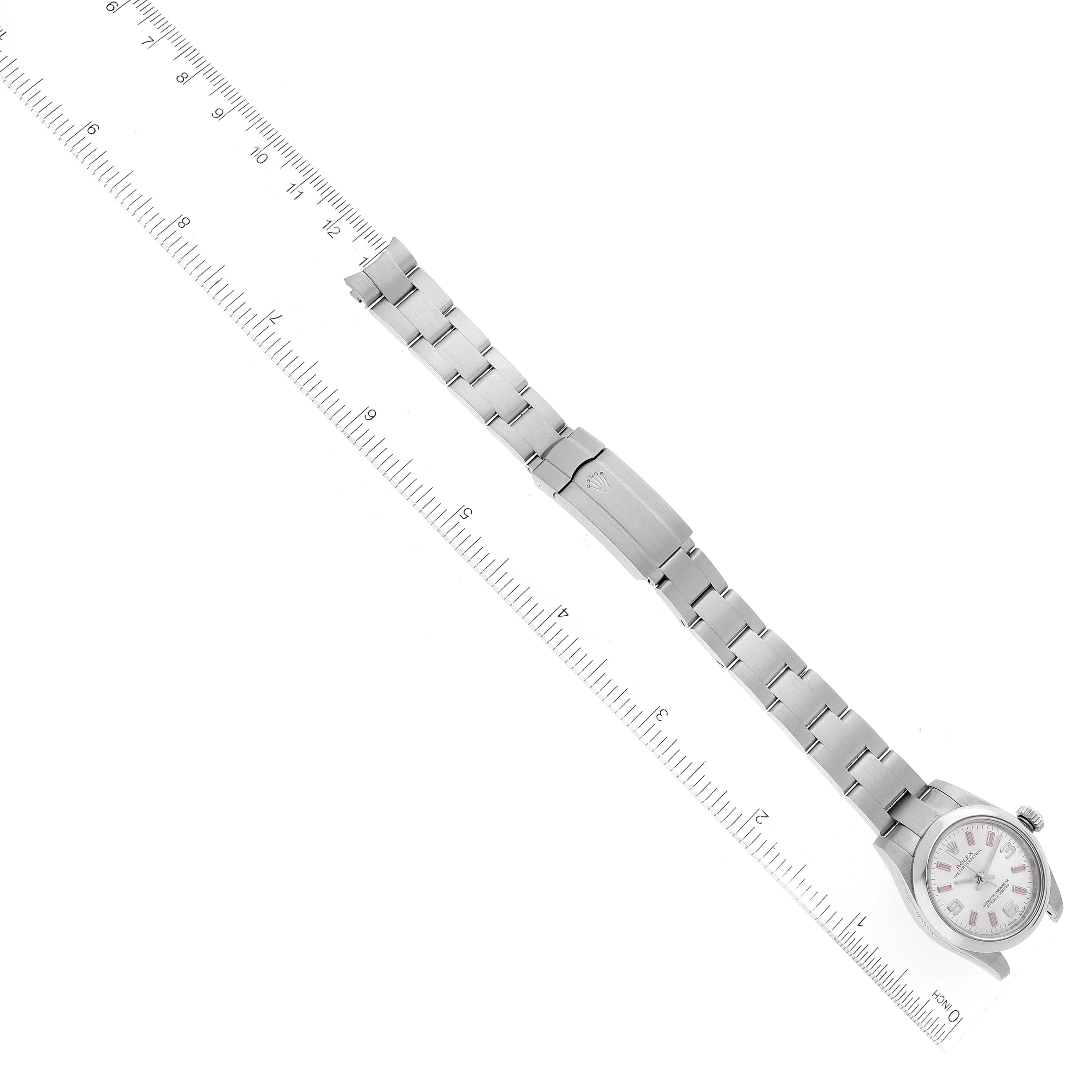Rolex Oyster Perpetual Pink Luminous Markers Steel Ladies Watch 176200 Box Card