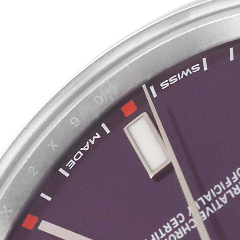 Rolex Oyster Perpetual Red Grape Dial Steel Mens Watch 114300