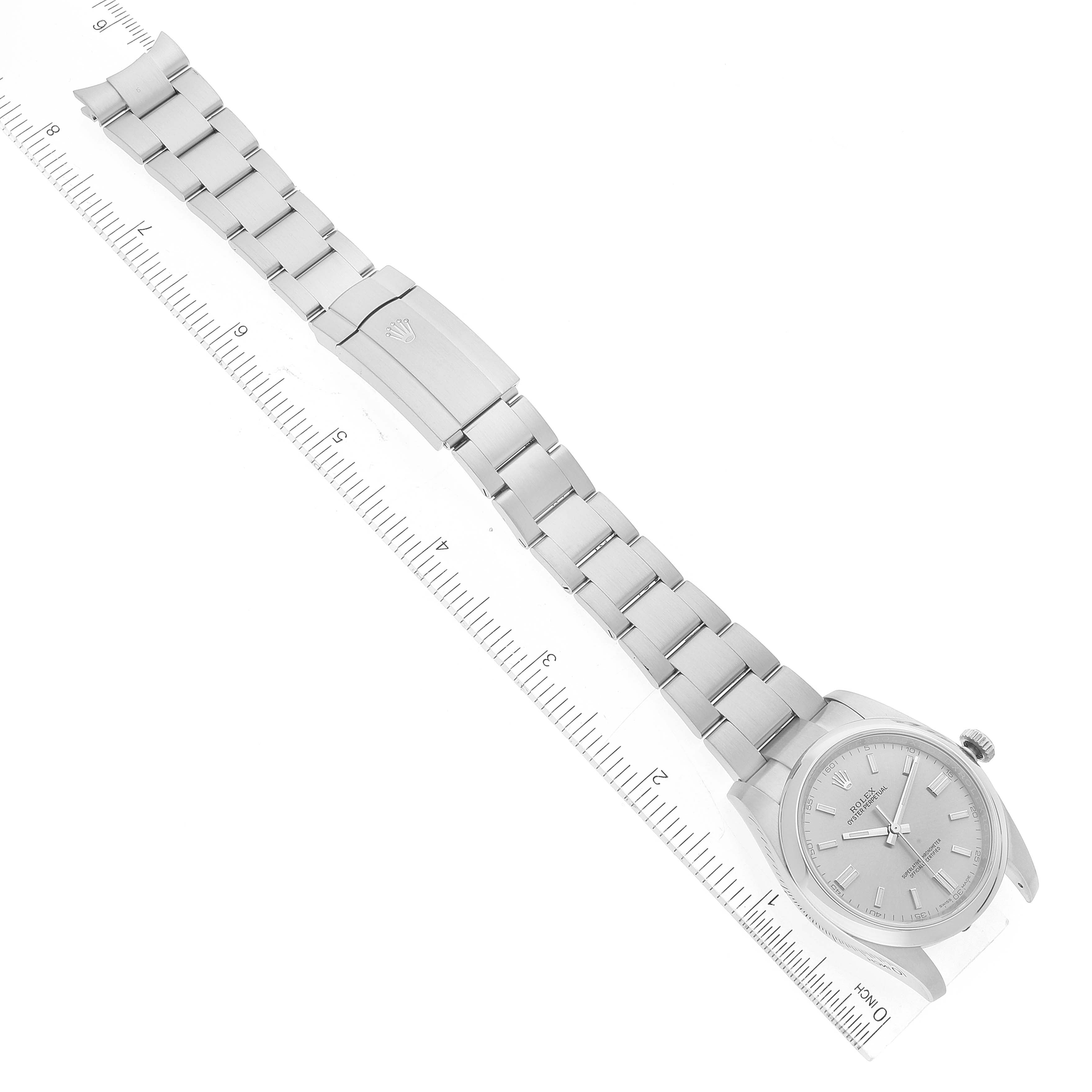 Rolex Oyster Perpetual Rhodium Dial Steel Mens Watch 116000