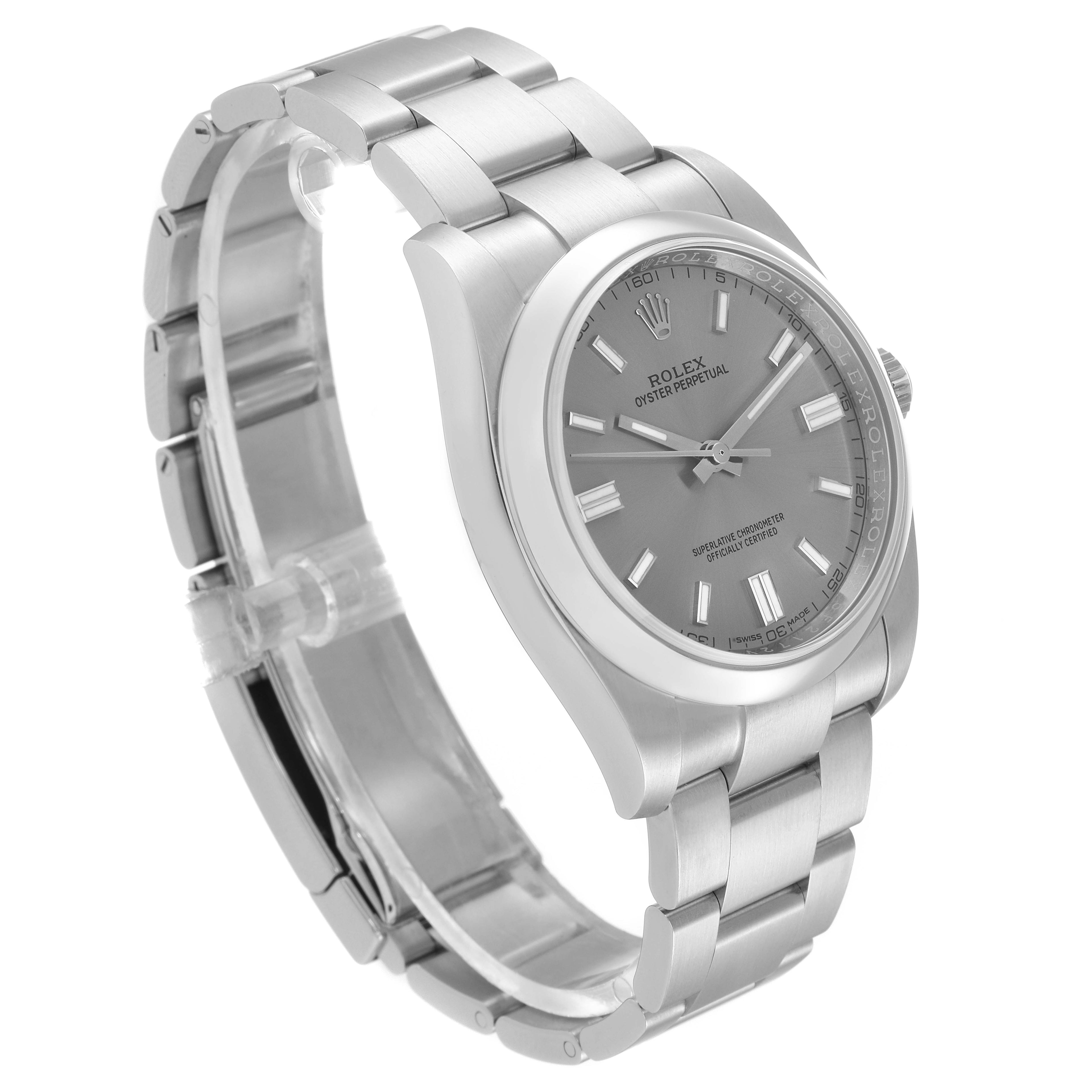Rolex Oyster Perpetual Rhodium Dial Steel Mens Watch 116000