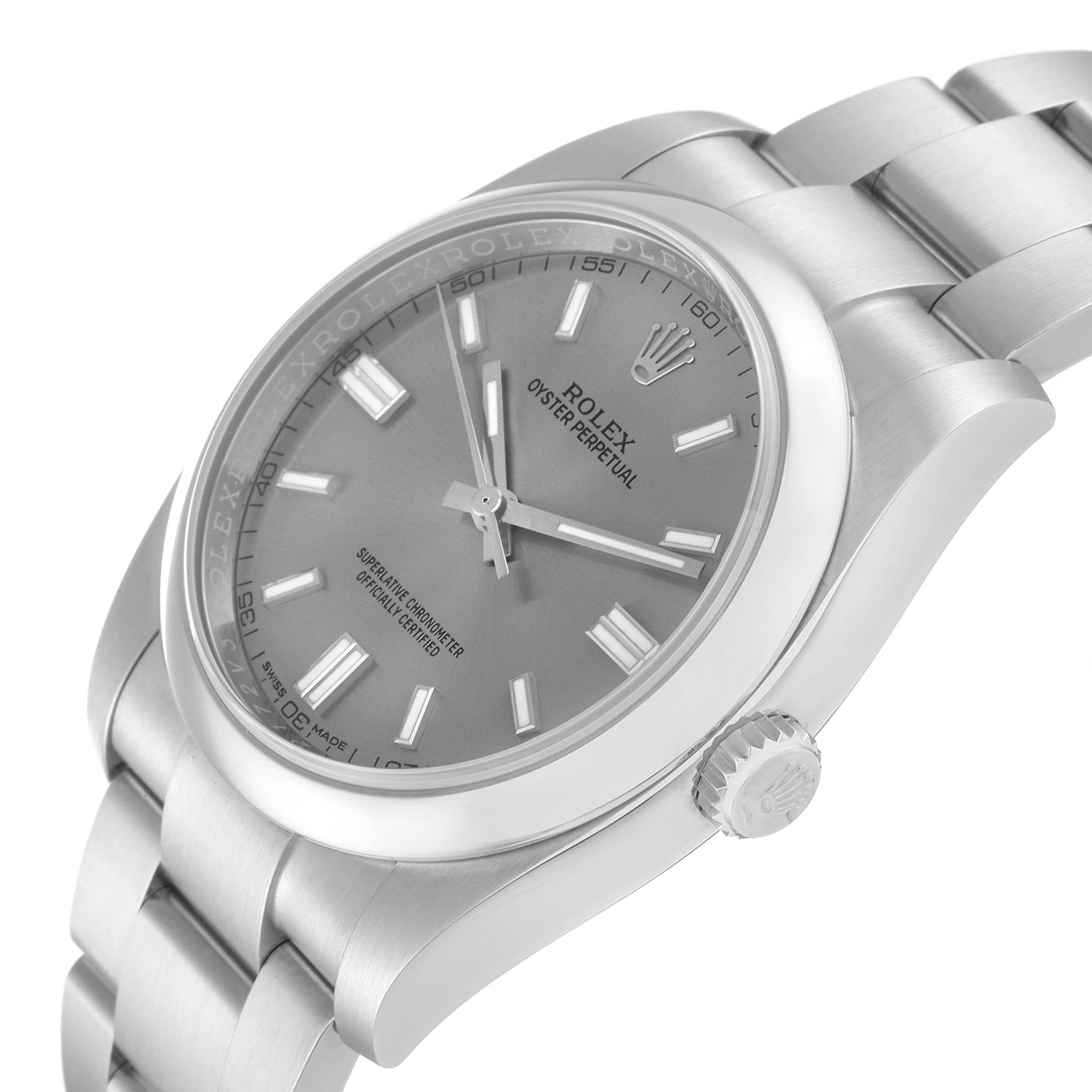 Rolex Oyster Perpetual Rhodium Dial Steel Mens Watch 116000