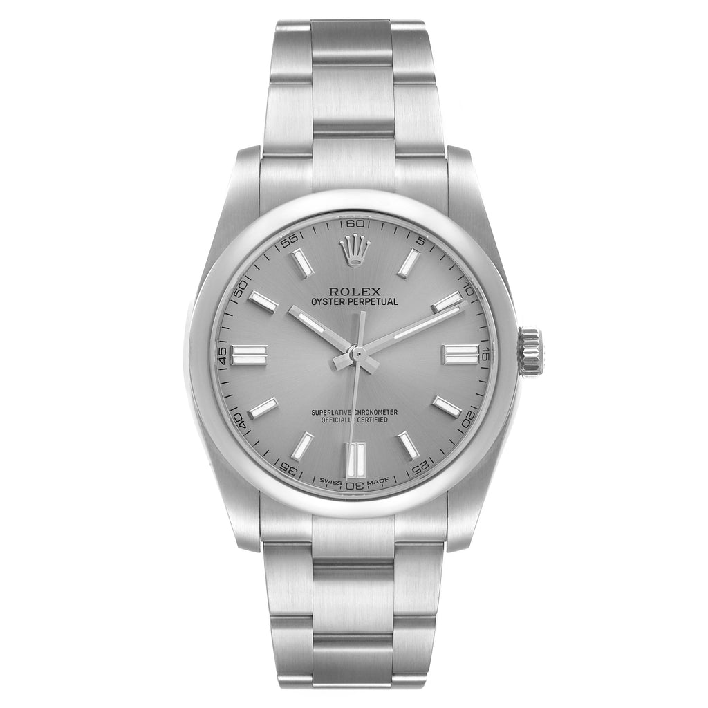 Rolex Oyster Perpetual Rhodium Dial Steel Mens Watch 116000