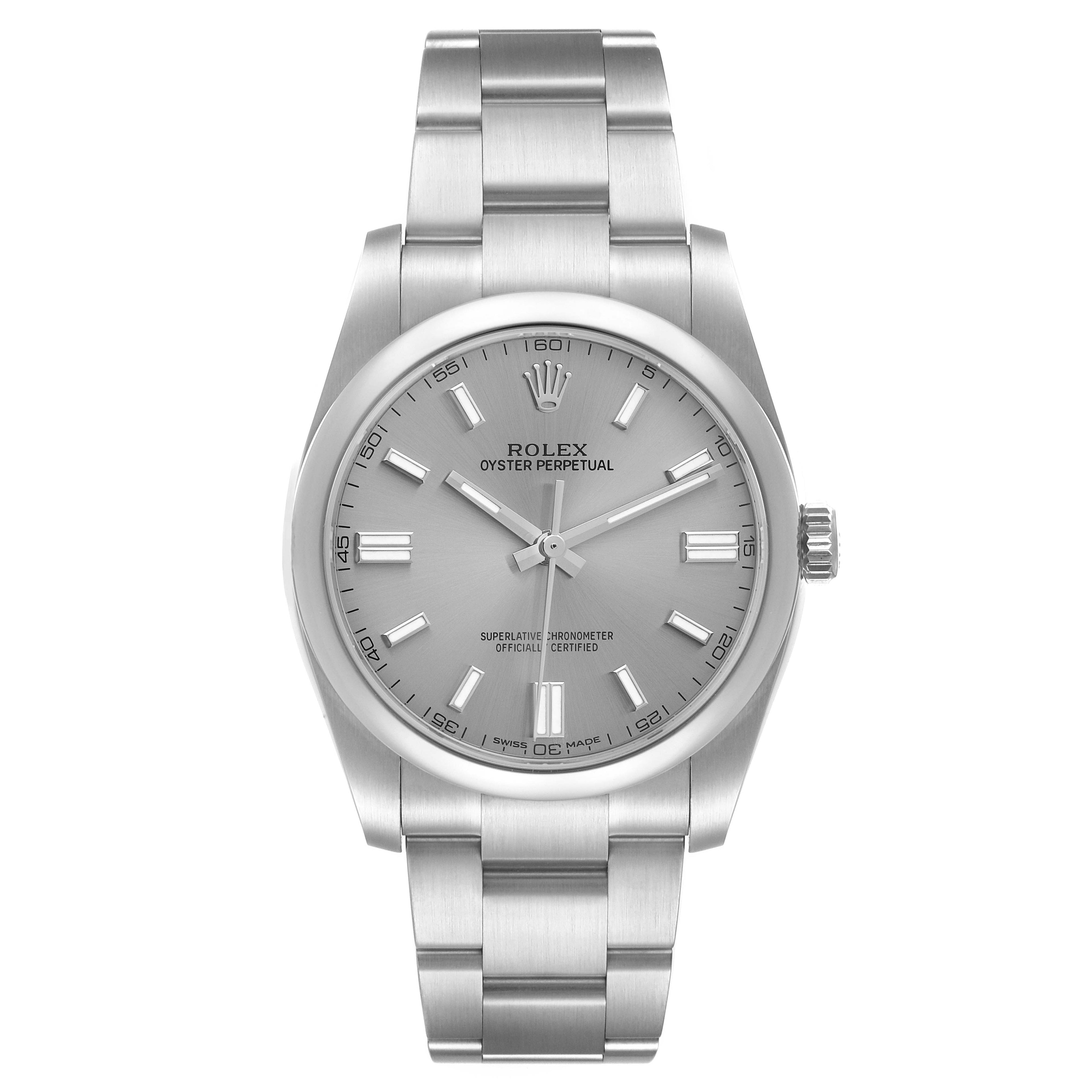 Rolex Oyster Perpetual Rhodium Dial Steel Mens Watch 116000