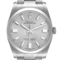 Rolex Oyster Perpetual Rhodium Dial Steel Mens Watch 116000 Box Card