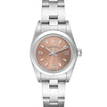 Rolex Oyster Perpetual Salmon Dial Domed Bezel Steel Ladies Watch 76080 BOX