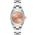 Rolex Oyster Perpetual Salmon Dial Domed Bezel Steel Ladies Watch 76080