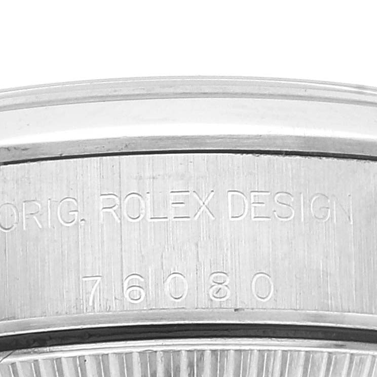 Rolex Oyster Perpetual Salmon Dial Domed Bezel Steel Watch 76080