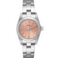 Rolex Oyster Perpetual Salmon Dial Domed Bezel Steel Watch 76080