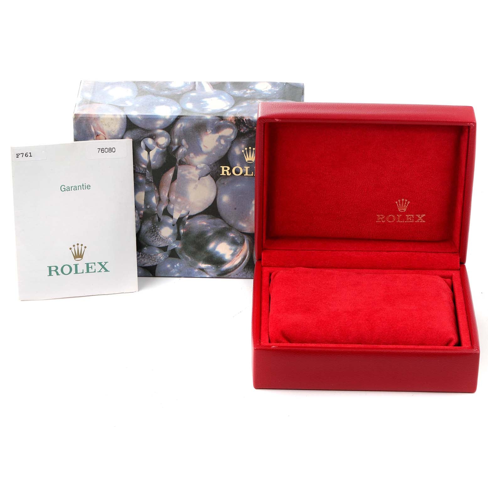 Rolex Oyster Perpetual Salmon Dial Domed Bezel Steel Watch 76080 Box Card