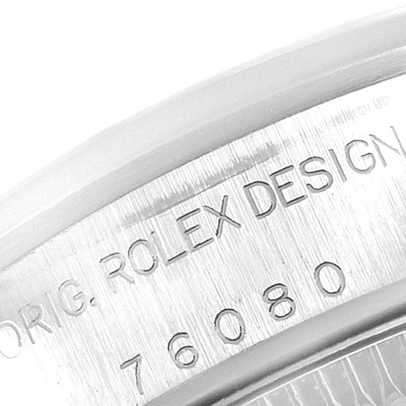 Rolex Oyster Perpetual Salmon Dial Domed Bezel Steel Watch 76080 Box Card
