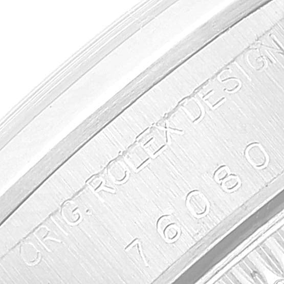Rolex Oyster Perpetual Salmon Dial Domed Bezel Steel Watch 76080 Box Papers