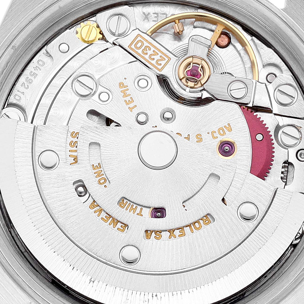 Rolex Oyster Perpetual Salmon Dial Engine Turned Bezel Steel Ladies Watch 76030