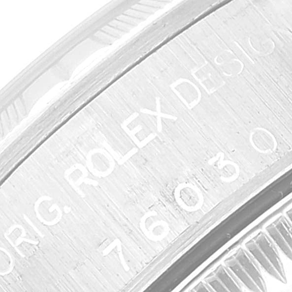 Rolex Oyster Perpetual Salmon Dial Engine Turned Bezel Steel Ladies Watch 76030