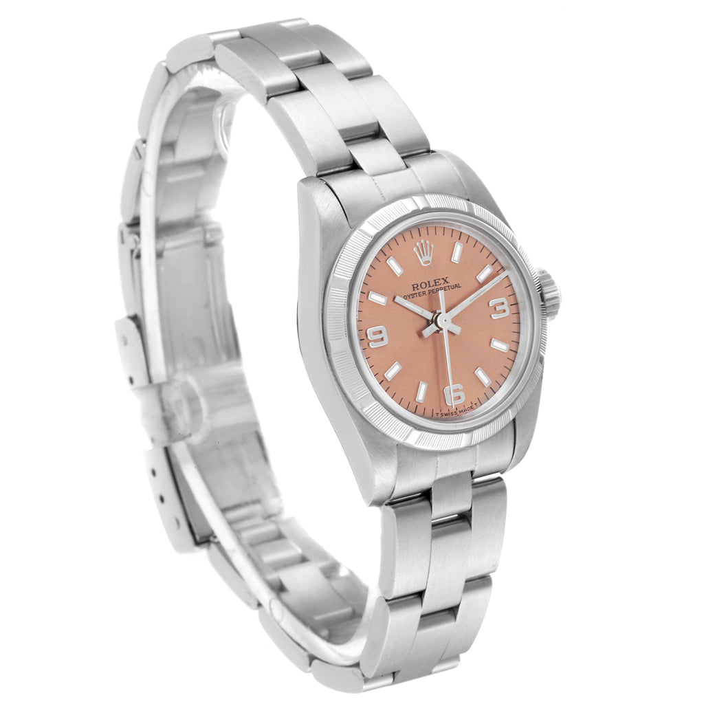 Rolex Oyster Perpetual Salmon Dial Oyster Bracelet Ladies Watch 67230 Box Papers
