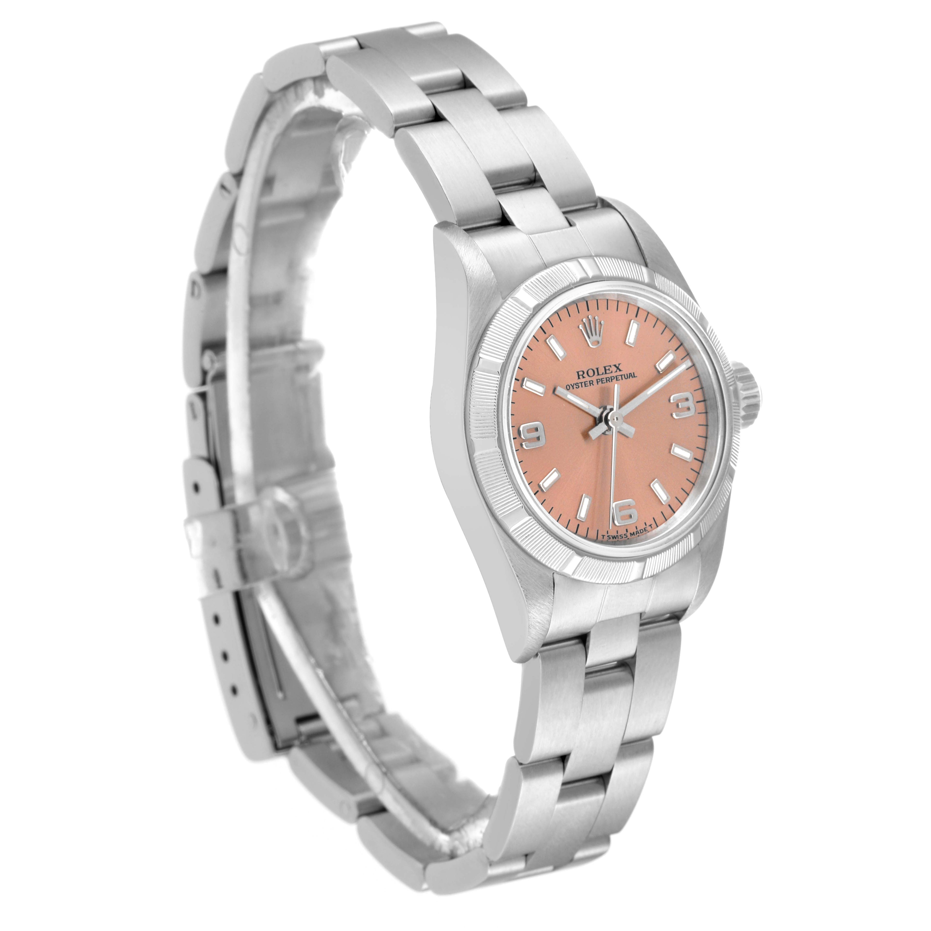 Rolex Oyster Perpetual Salmon Dial Steel Ladies Watch 67230 Box Papers