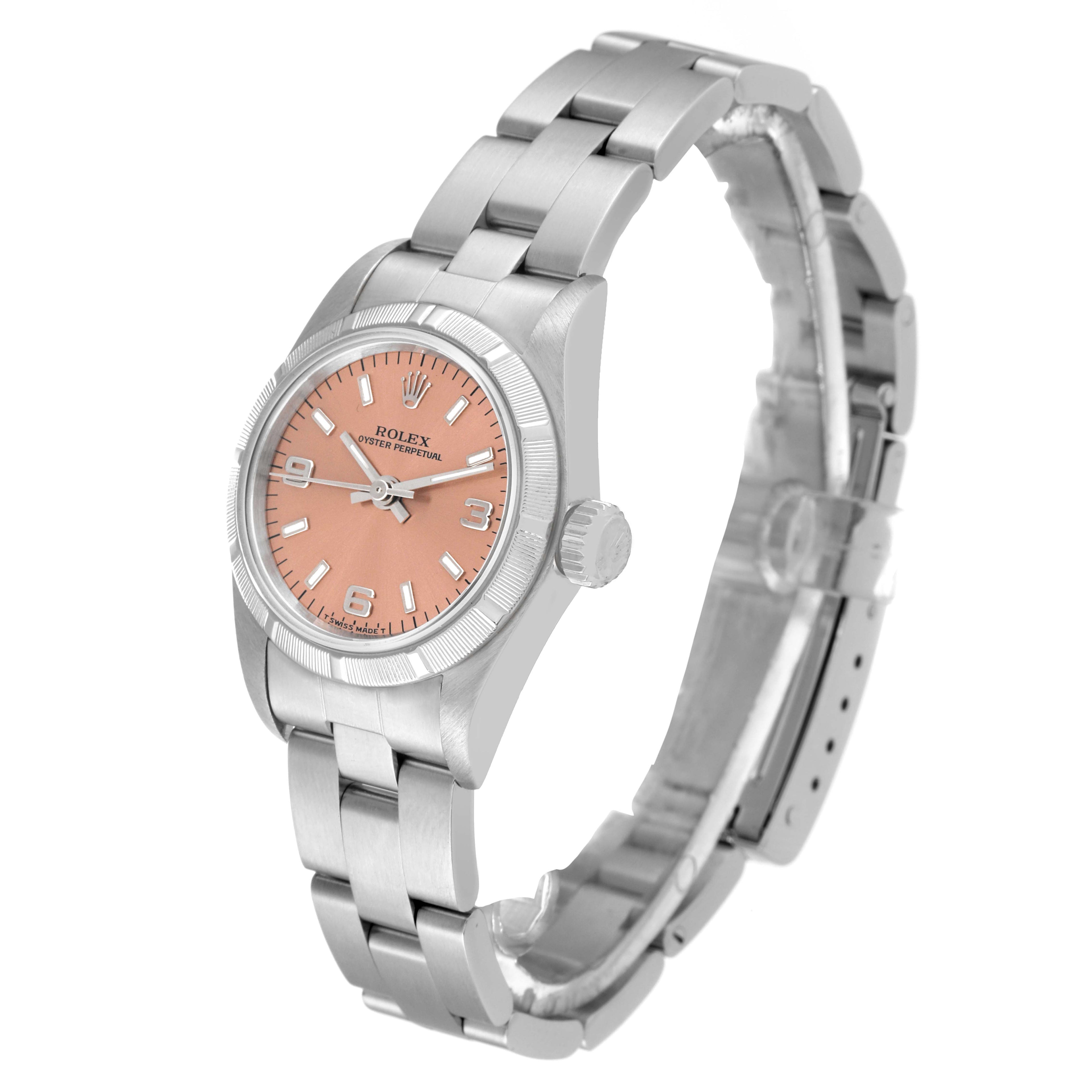 Rolex Oyster Perpetual Salmon Dial Steel Ladies Watch 67230 Box Papers